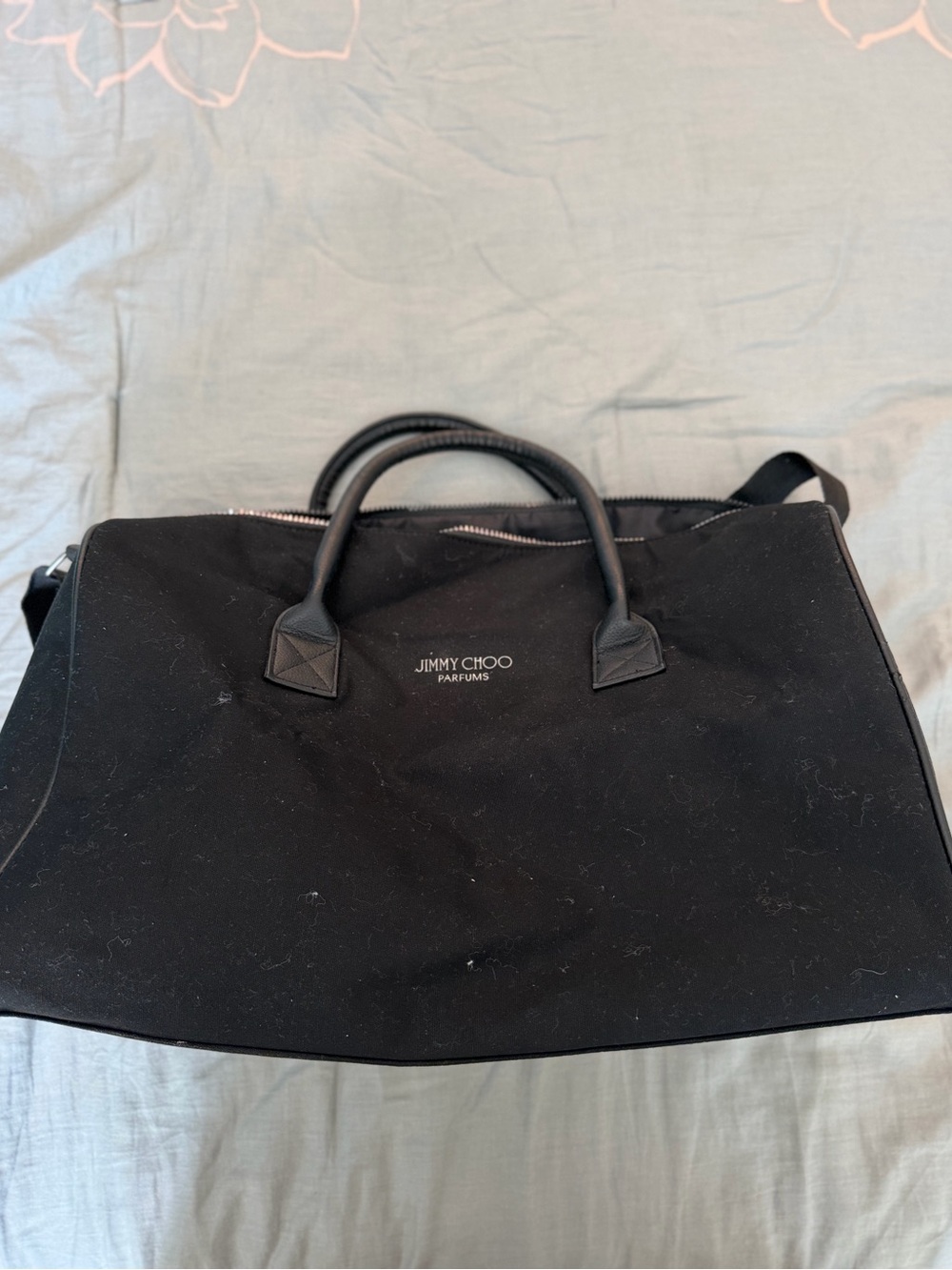 Jimmy Choo Black Canvas Weekend Tote